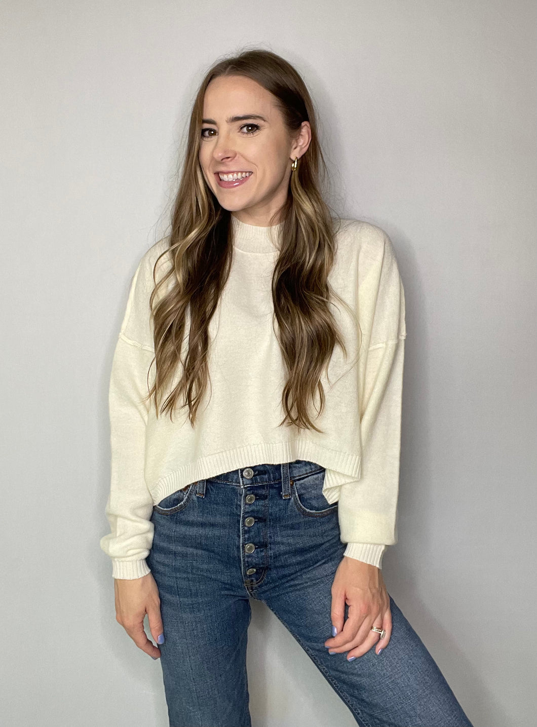 CREAM CROPPED SWEATER // FINAL SALE